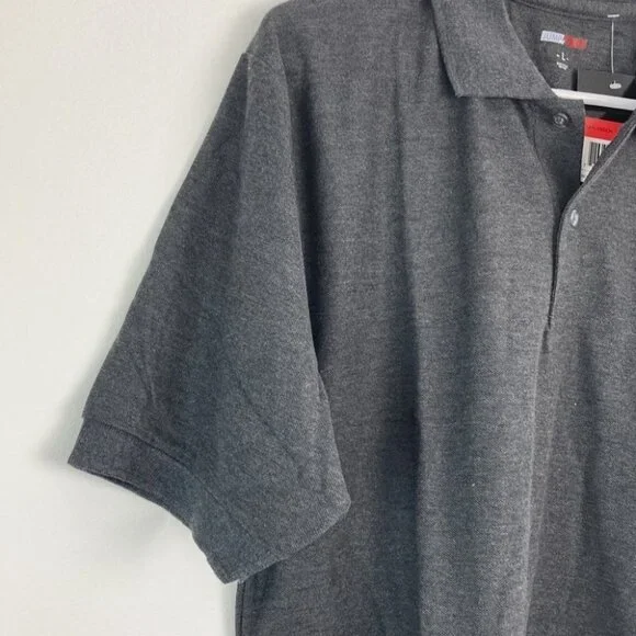 Jumpstart Men's Short Sleeve Polo Cotton Shirt DD7 Charcoal Black/Grey Large - Picture 3 of 6